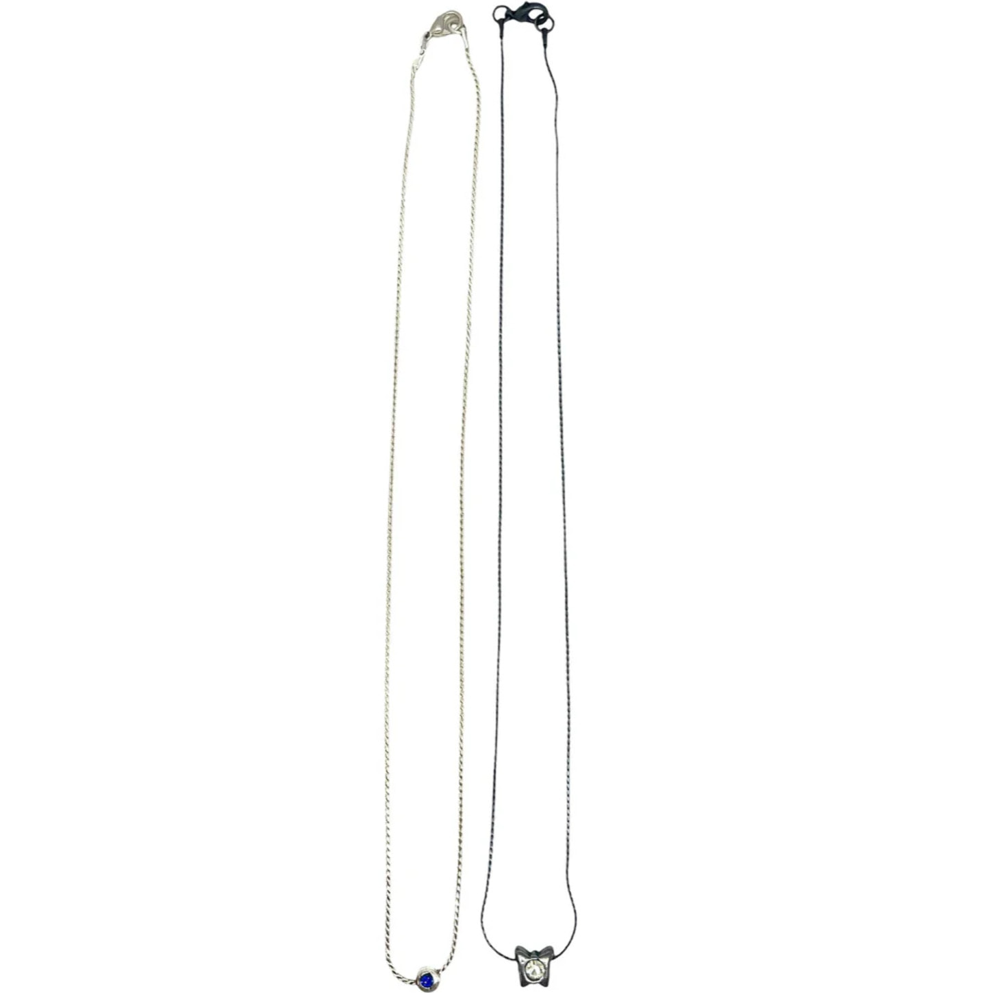 Pareja de collares White-Black con cristal de Sw en plata 925 10µ