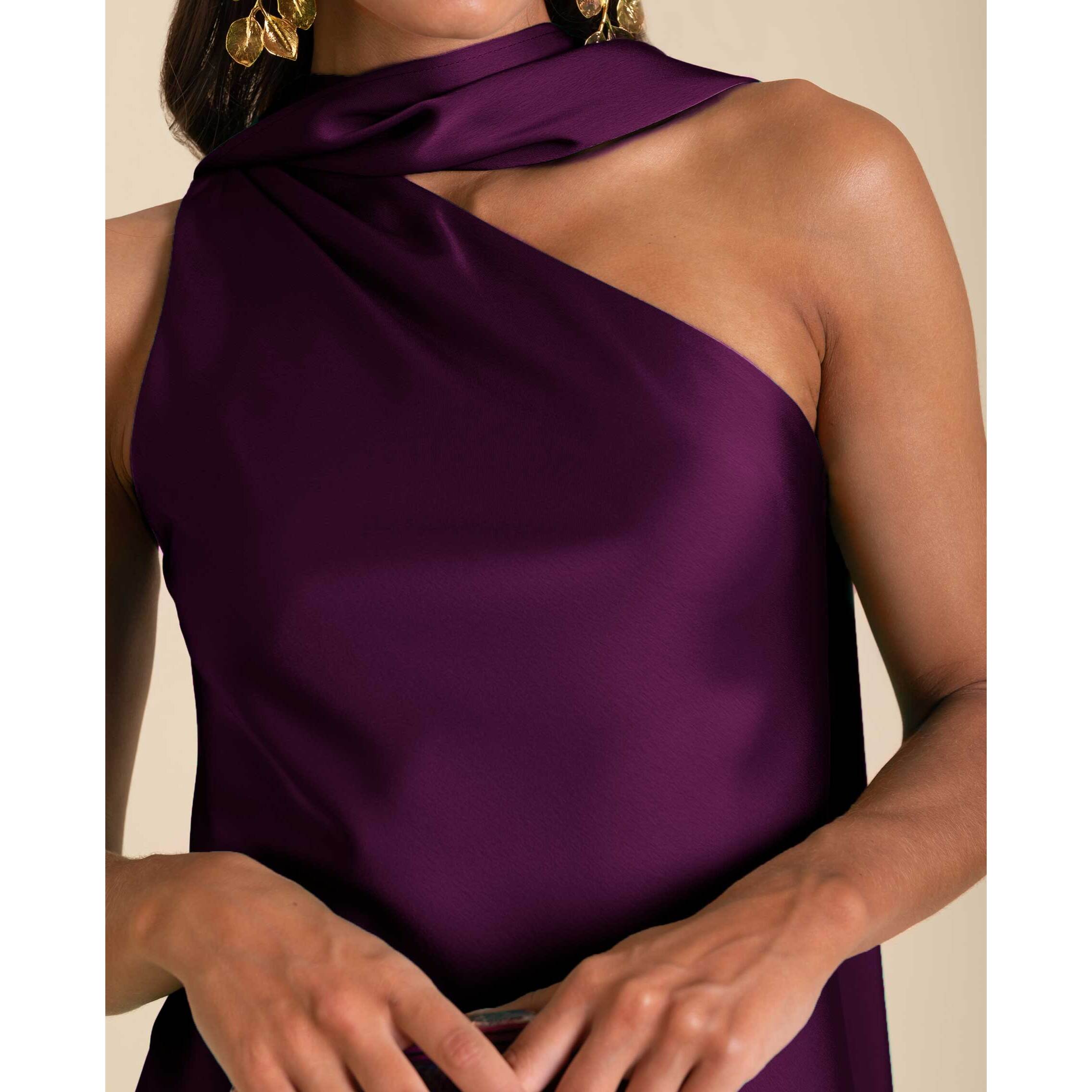 Vestido midi asimétrico con lazada