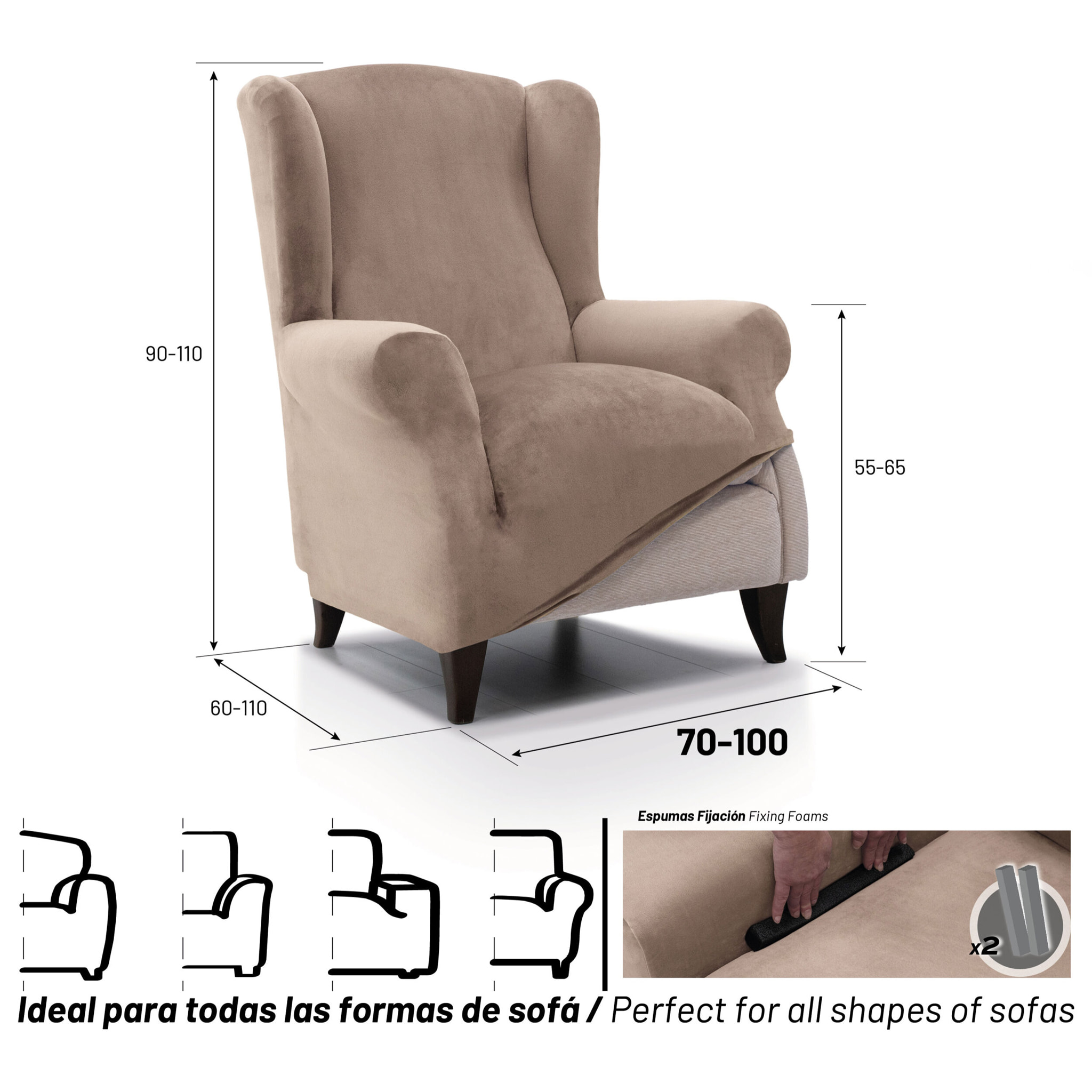 Funda TERCIOPELO ANTIMANCHAS Multi elástica para OREJERO modelo VERONICA