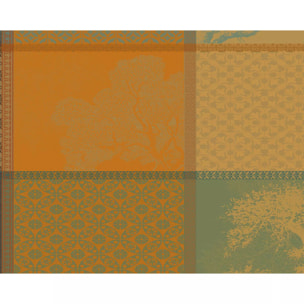 Set pur coton enduit motif jacquard Mille trees foret