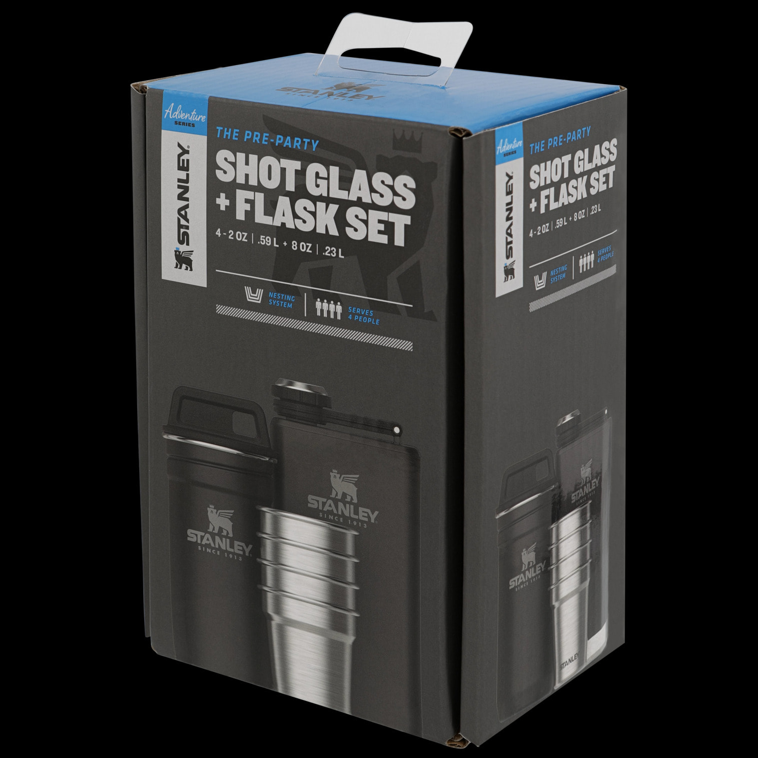 Pre-Party Shot Glass + Flask Set - Matte Black Pebble
