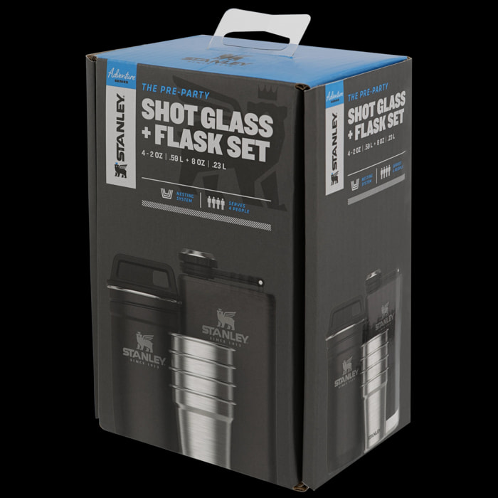 Pre-Party Shot Glass + Flask Set - Matte Black Pebble