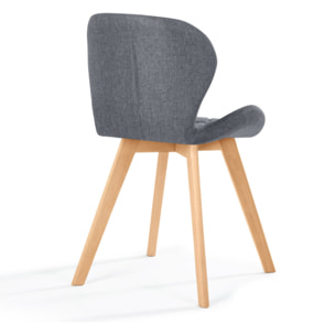 Chaises Gatsby en tissu et pieds bois - Gris