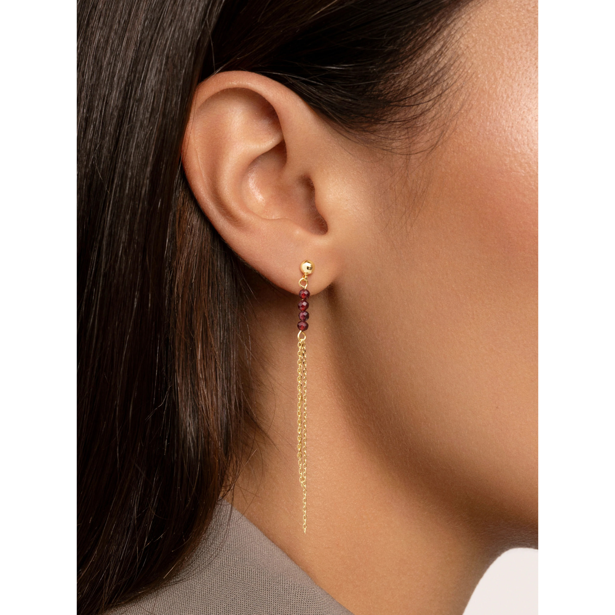 Pendientes Falling Fairy Granate Baño Oro