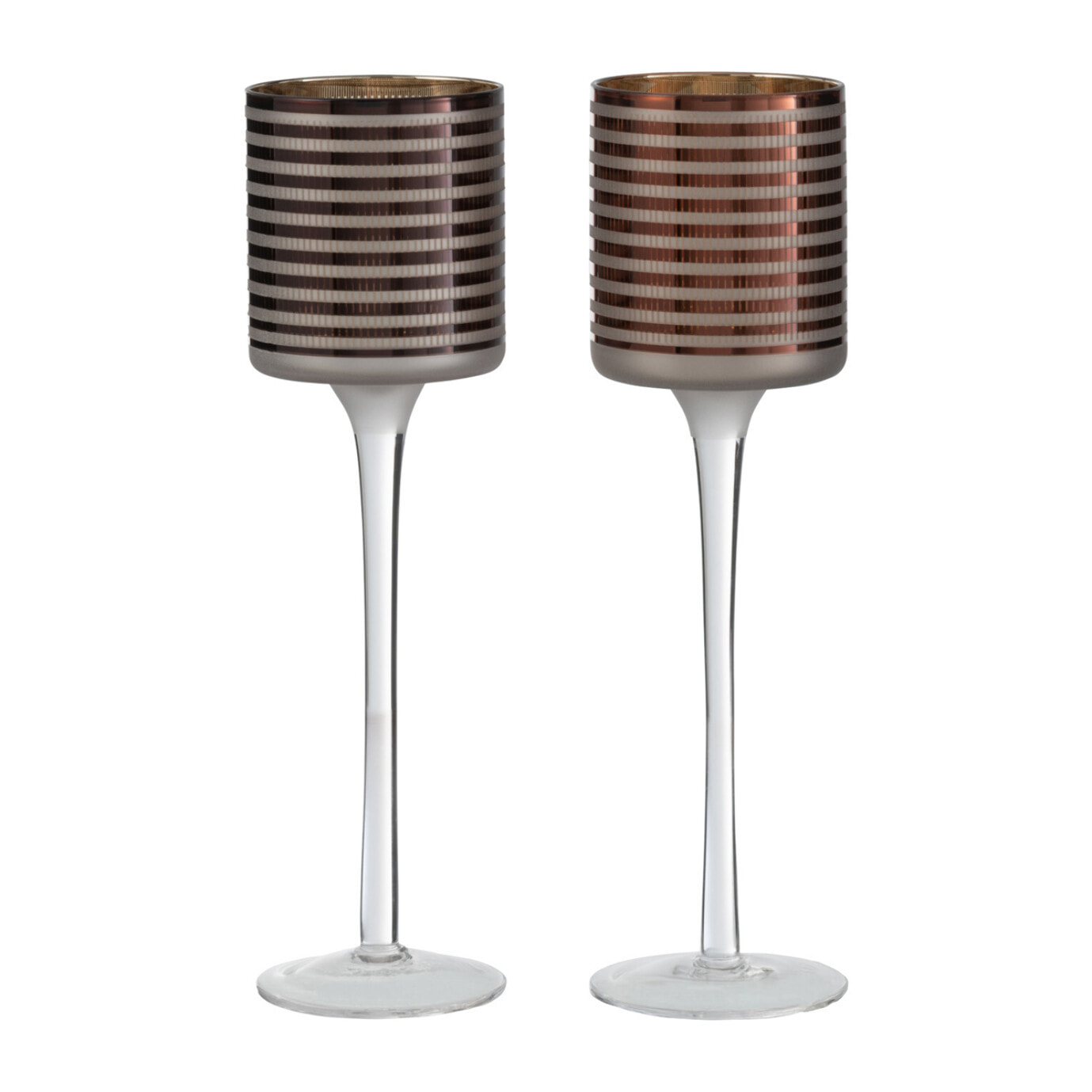 J-Line photophore Sur Pied Raye - verre - brun - small - 2 pièces