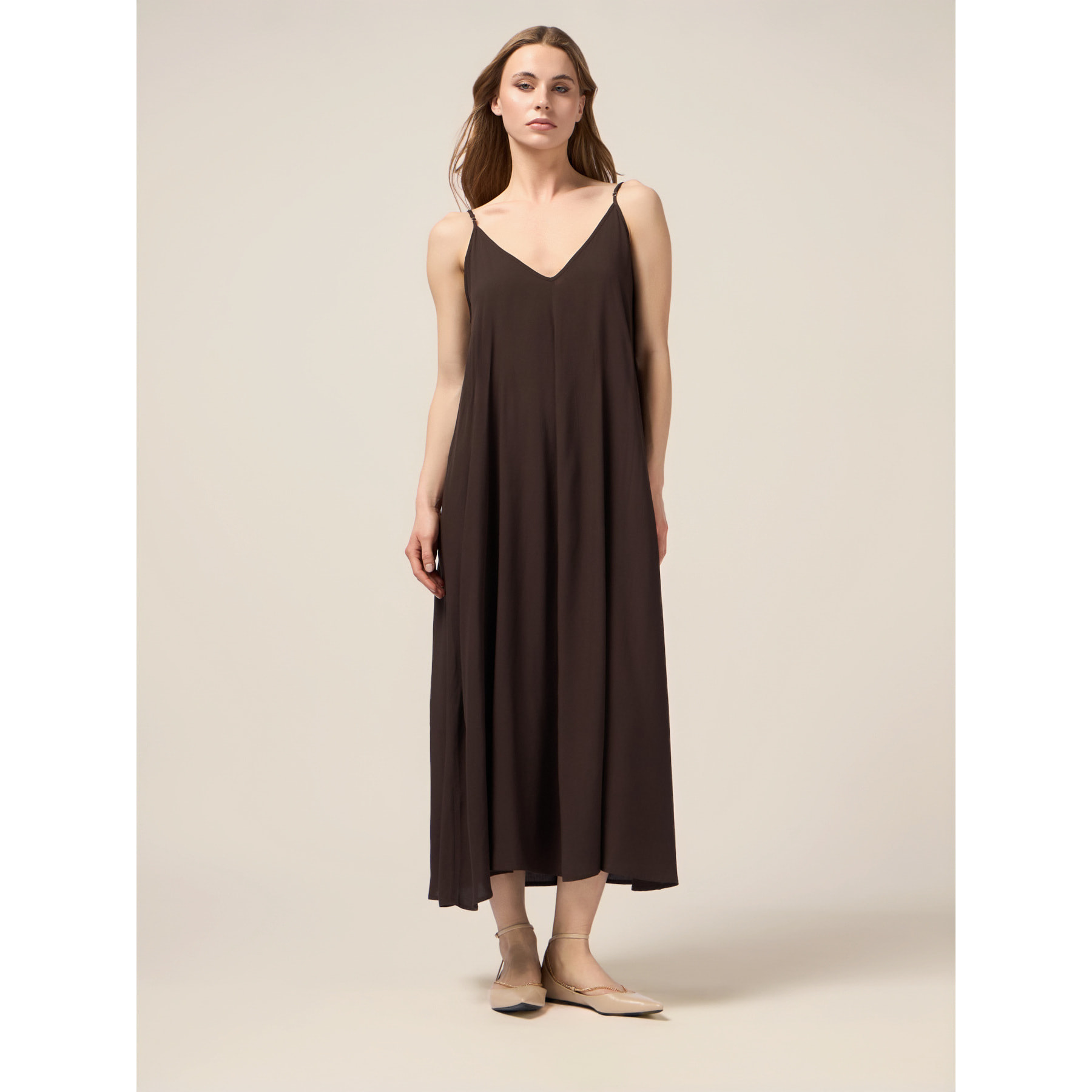 Oltre - Vestido largo de viscosa - Marrón