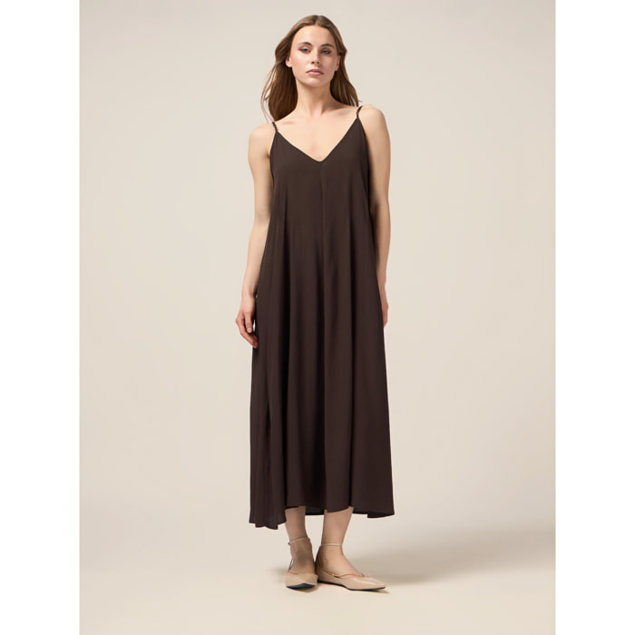 Oltre - Vestido largo de viscosa - Marrón