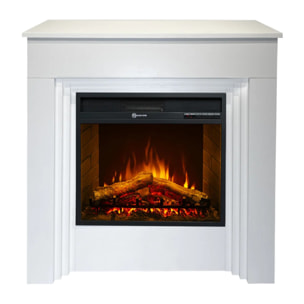Bellini - Camino Elettrico Da Terra con Effetto Fiamma 96x96x35 cm in Legno Bianco