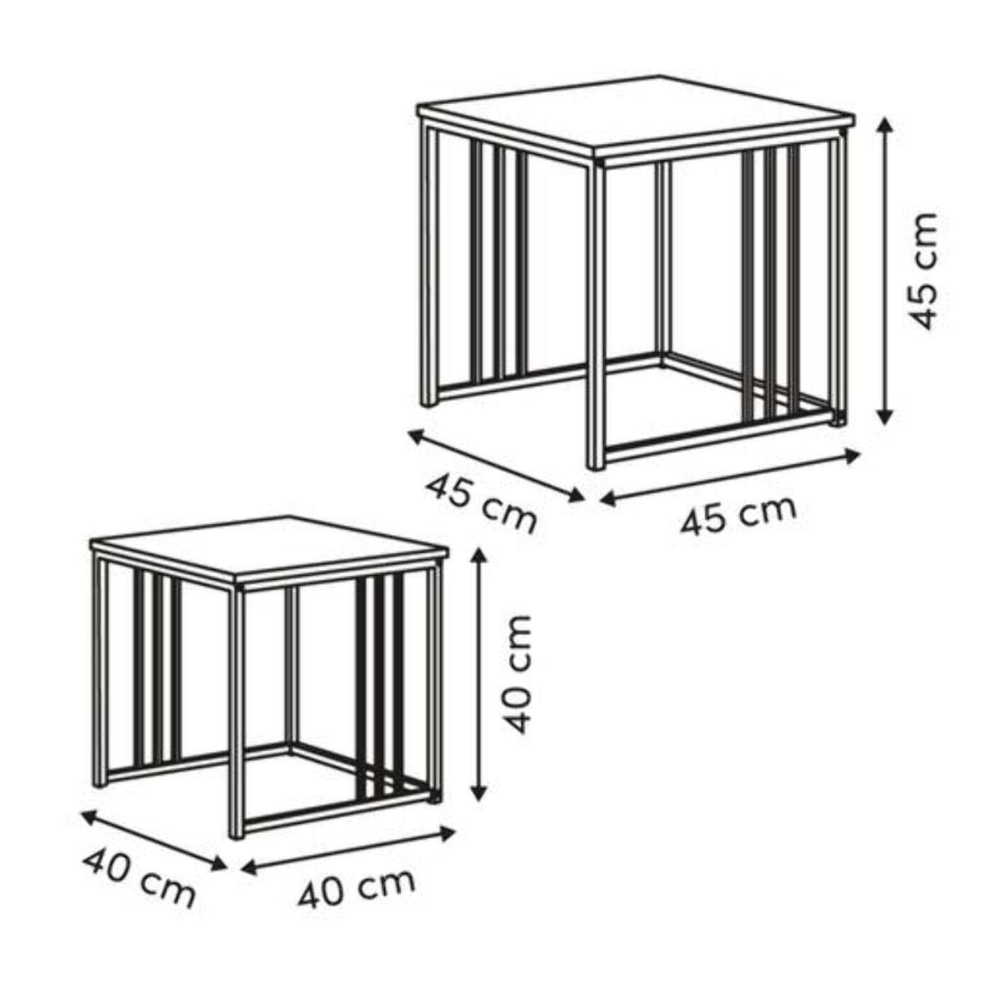 Lot de 2 tables gigognes Duna carrées 40/45cm beige