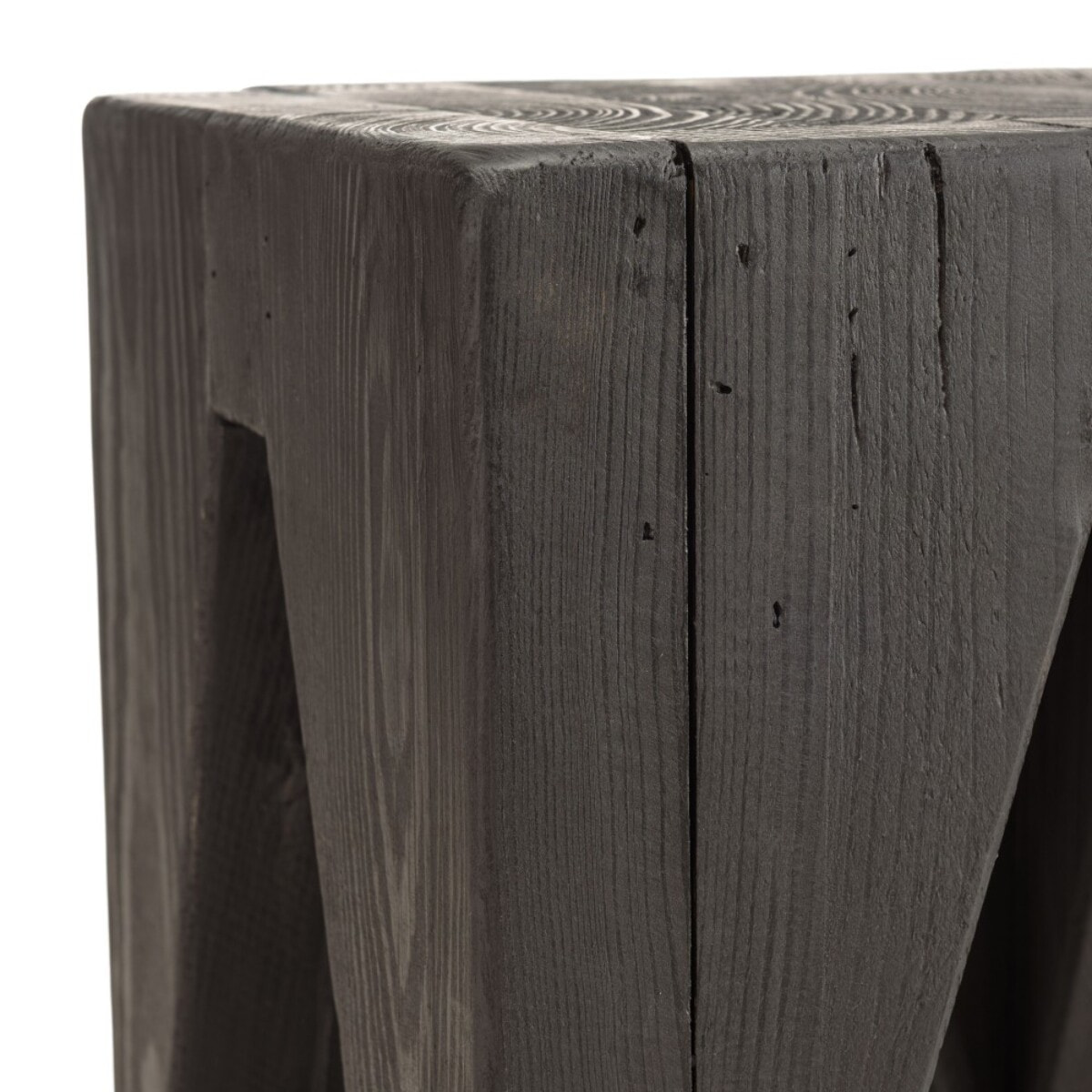 DANDY - Tabouret carré noir 35x35cm bois Pin recyclé