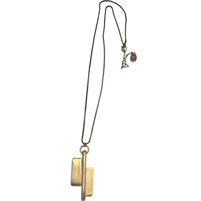 Collar largo XXL Doble Axe latón chapado dorado