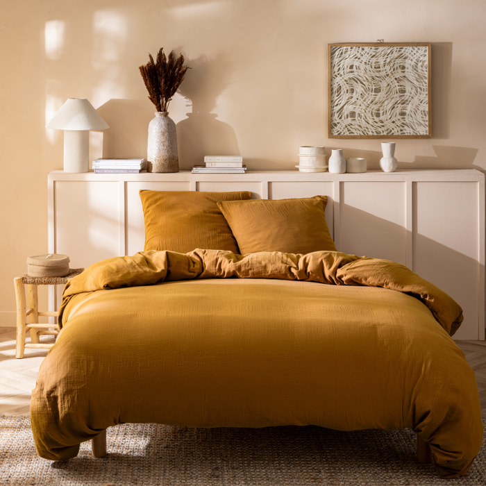 Housse de couette unie en coton, GAZE DE COTON