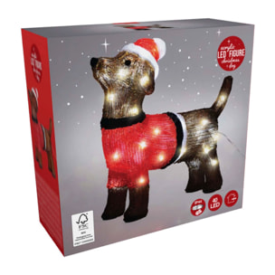 Decoración navideña de perrito de navidad con 40 luces led