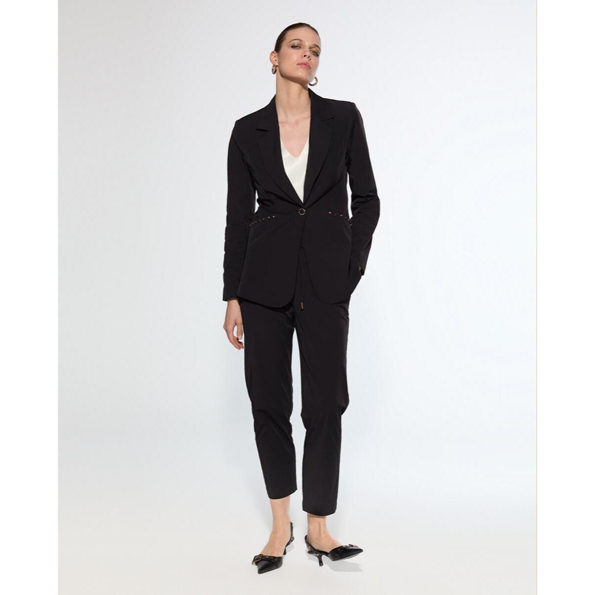 Blazer in Tessuto Tecnico con Borchie