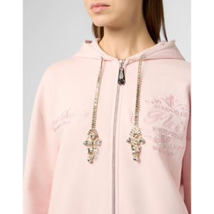 PHILIPP PLEIN Washed Zip Hoodie Tennis Club Crystals