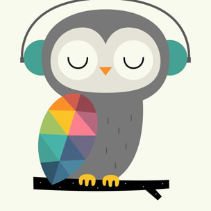 Affiche  hibou music Affiche sous cadre bois