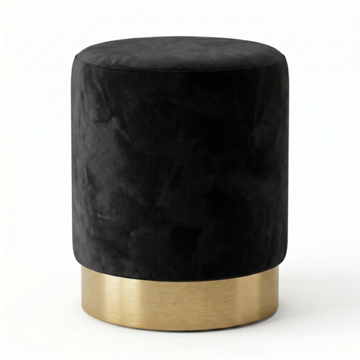 Pouf cilindrico in velluto con base dorata, sgabello imbottito elegante e resistente, seduta compatta salvaspazio, ideale per salotto camera ingresso e toeletta, design moderno glamour e versatile
