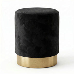 Pouf cilindrico in velluto con base dorata, sgabello imbottito elegante e resistente, seduta compatta salvaspazio, ideale per salotto camera ingresso e toeletta, design moderno glamour e versatile