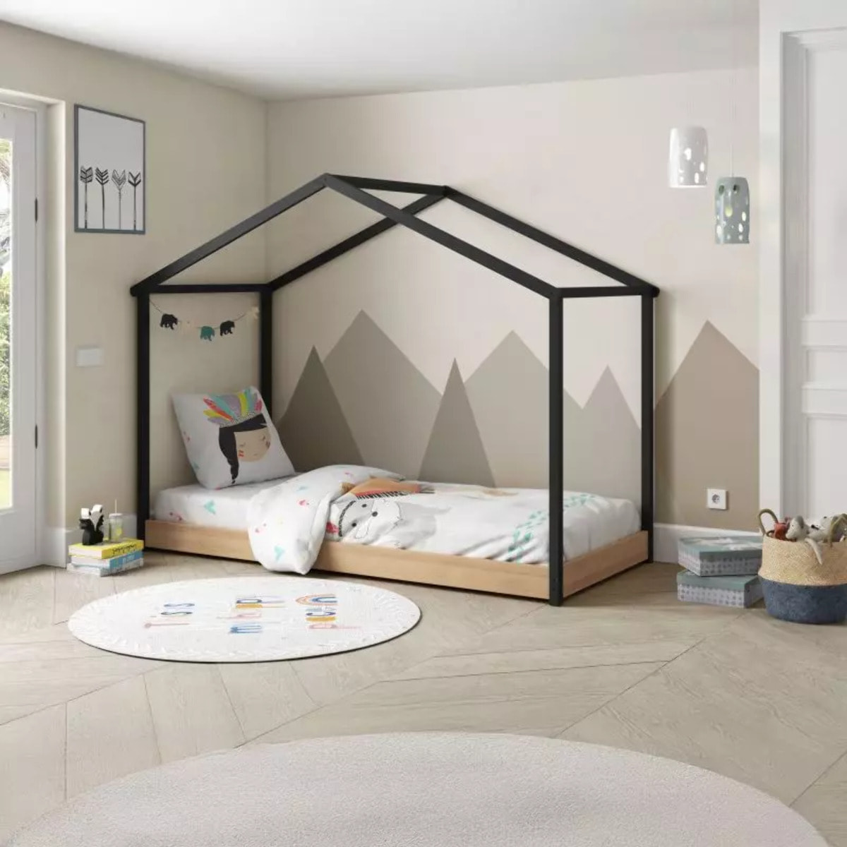 Cama cabaña Hyte Antracita - Pino