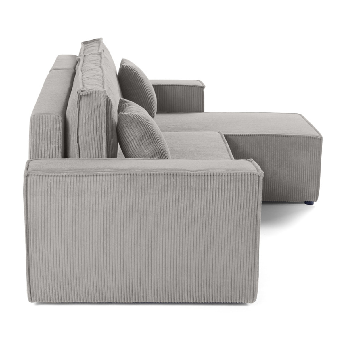 Cezanne - canapé d'angle réversible - 4 places - convertible avec coffre - en velours côtelé - Gris clair