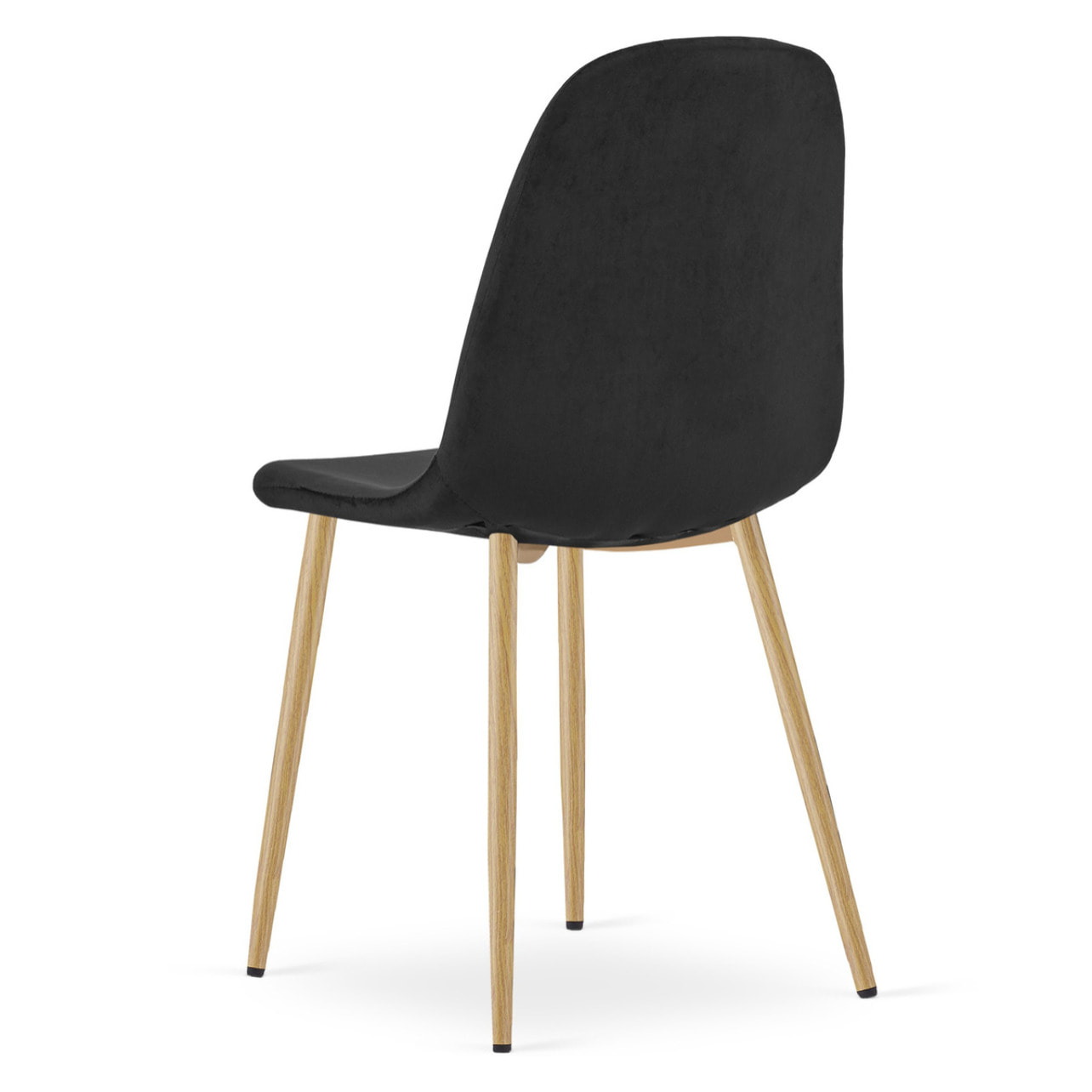 Sedia Padva in velluto nero con gambe effetto rovere