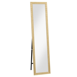 Miroir sur pied et mural rectangulaire dim. 37L x 40l x 157H cm piètement métal noir aspect chêne clair