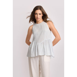 Kocca - Blusa smanicata linea svasata Donna, Tinta unita, Girocollo