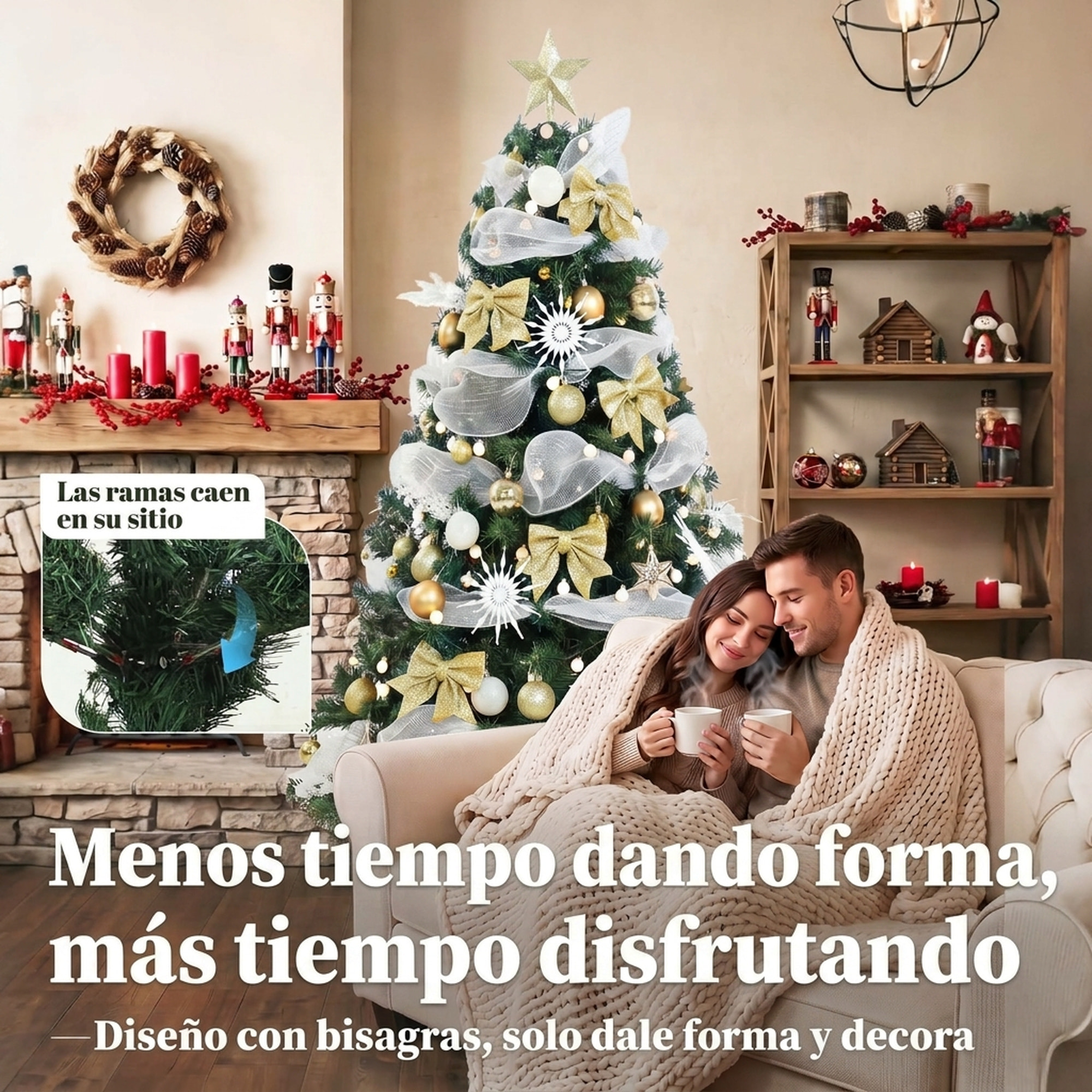 HOMCOM Árbol de Navidad con 200 LED Blanco Cálido, 180 cm, Árbol de Navidad Predecorado, 800 Ramas, 8 Modos, Bolas, Cintas y Lazos, Mando a Distancia, Base Metálica Plegable, Funciona con USB, Verde