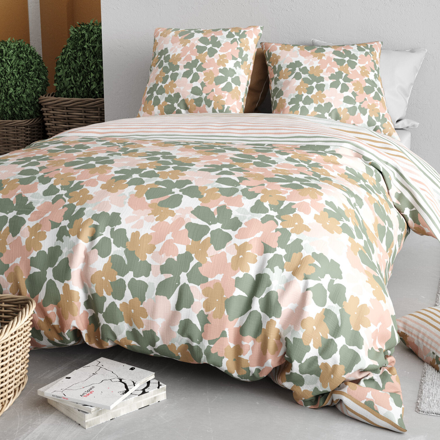 Parure housse de couette 3pcs 100% coton 57 fils madere