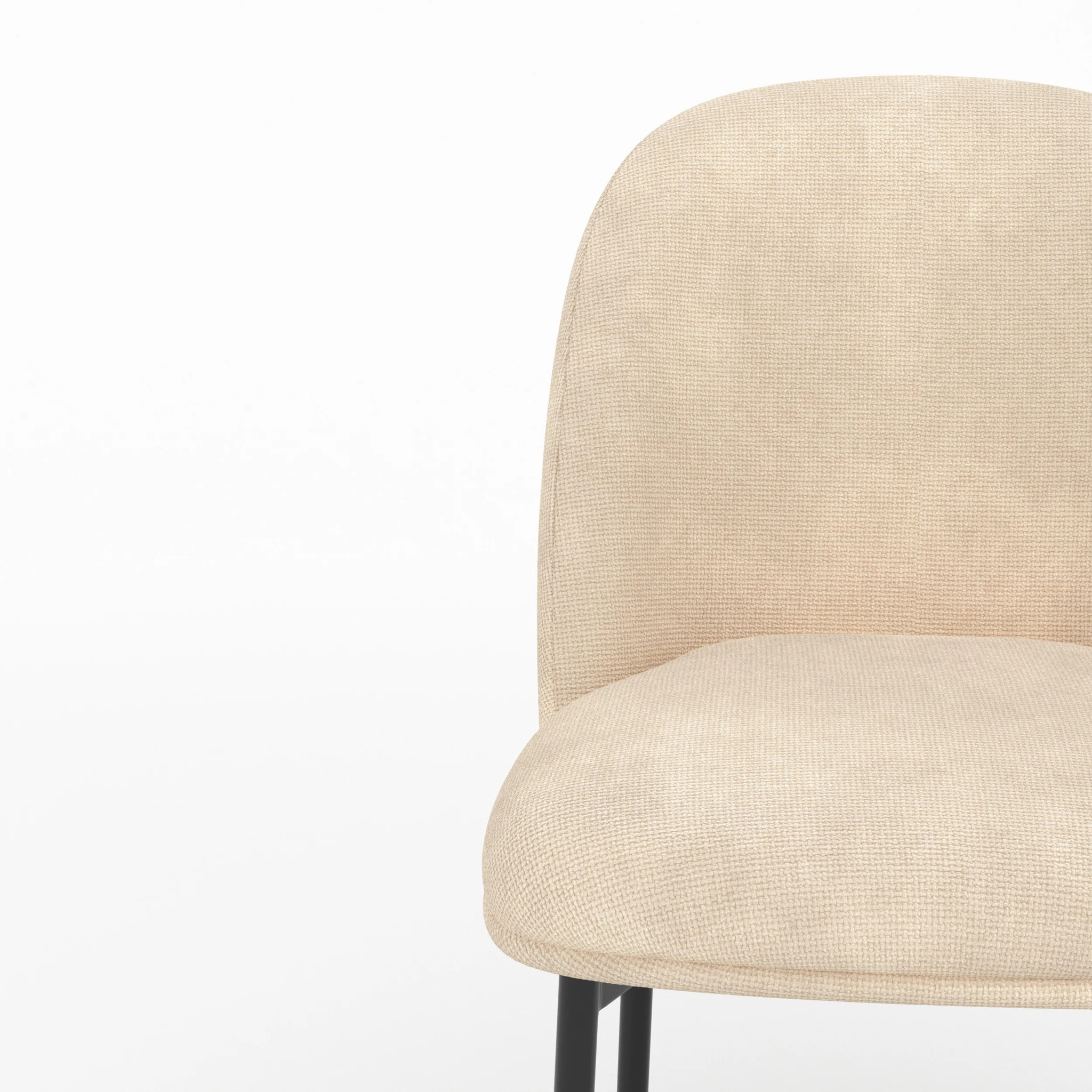 Lot de 2 chaises en tissu beige et pieds métal noir - Noah