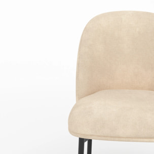 Lot de 2 chaises en tissu beige et pieds métal noir - Noah