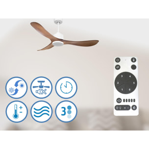 Ventilateur de plafond Réversible  Thermostat Wifi Moteur à courant continu Toits en pente Télécommande Hypersilence Mémoire