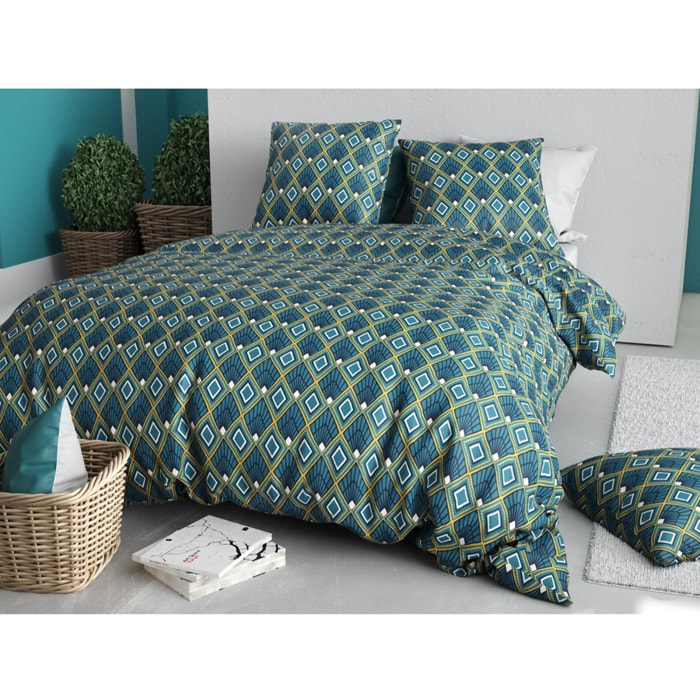 Parure housse de couette coton multicolore