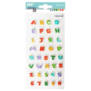 PACK 24 Uds. PEGATINAS STICKERS RELIEVE DISEÑO LETRAS