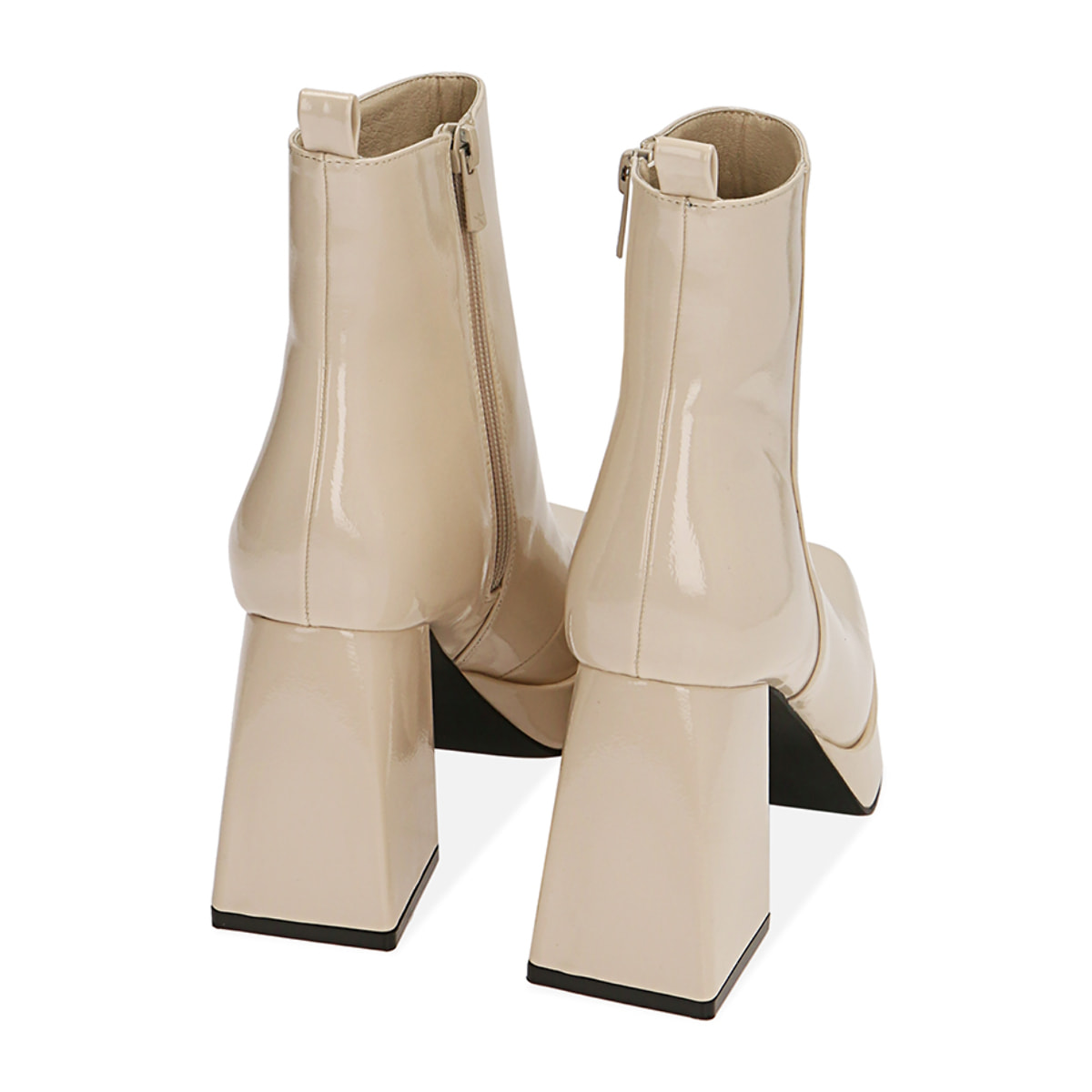 Ankle boots panna in naplack, tacco 9 cm