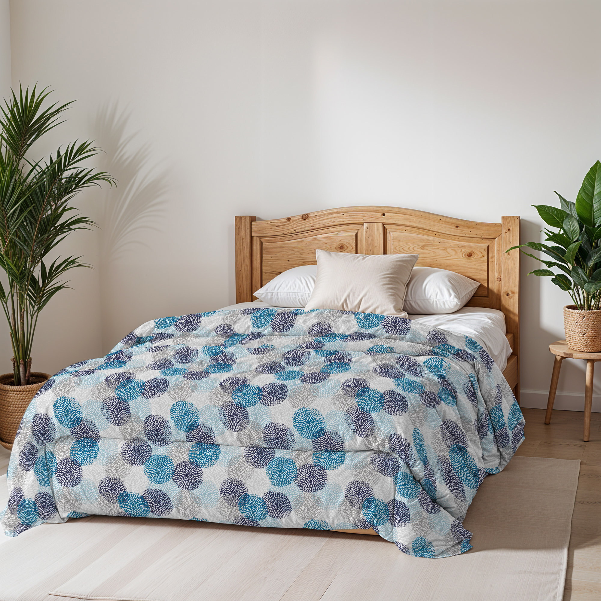 TRAPUNTA BASIC INVERNALE STAMPATA SINGOLO, SOFFIONI BLU