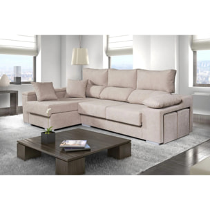 Sofá Chaiselongue Rubí de Tela Antimanchas Izquierda Color Beige