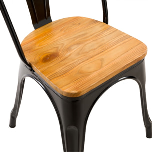 Lot de 2 chaises en métal noir et bois d'orme - Yoanna