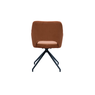 Chaise pivotante 360° en tissu velours côtelé terre brûlée et métal noir LAURETTE