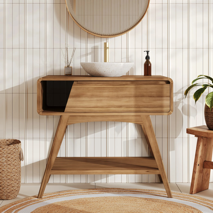 Meuble de salle de bain en bois de teck 90 cm - Kafa