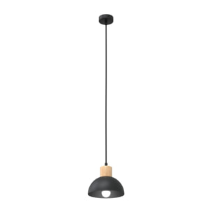 Lampada a sospensione Seco in acciaio nero e legno