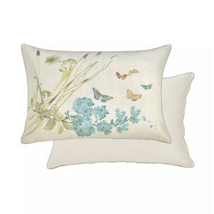 Taie d'oreiller pur coton lavé imprimé beige Caprices parchemin