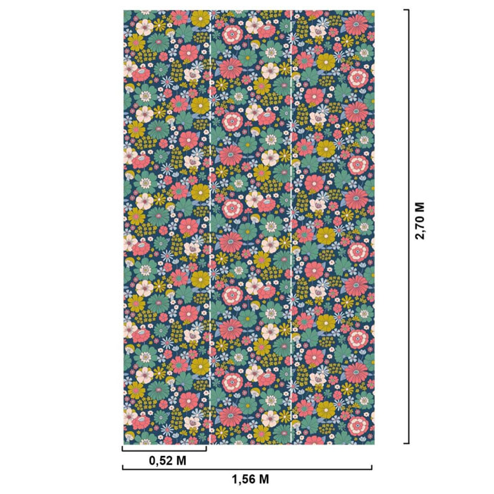 Papier peint panoramique Psyché floral  Intissé