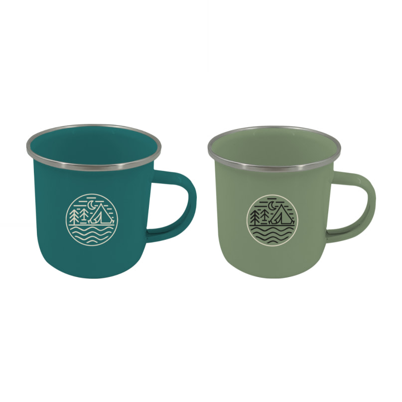 Lot de 2 mugs en émail, GLAMPING