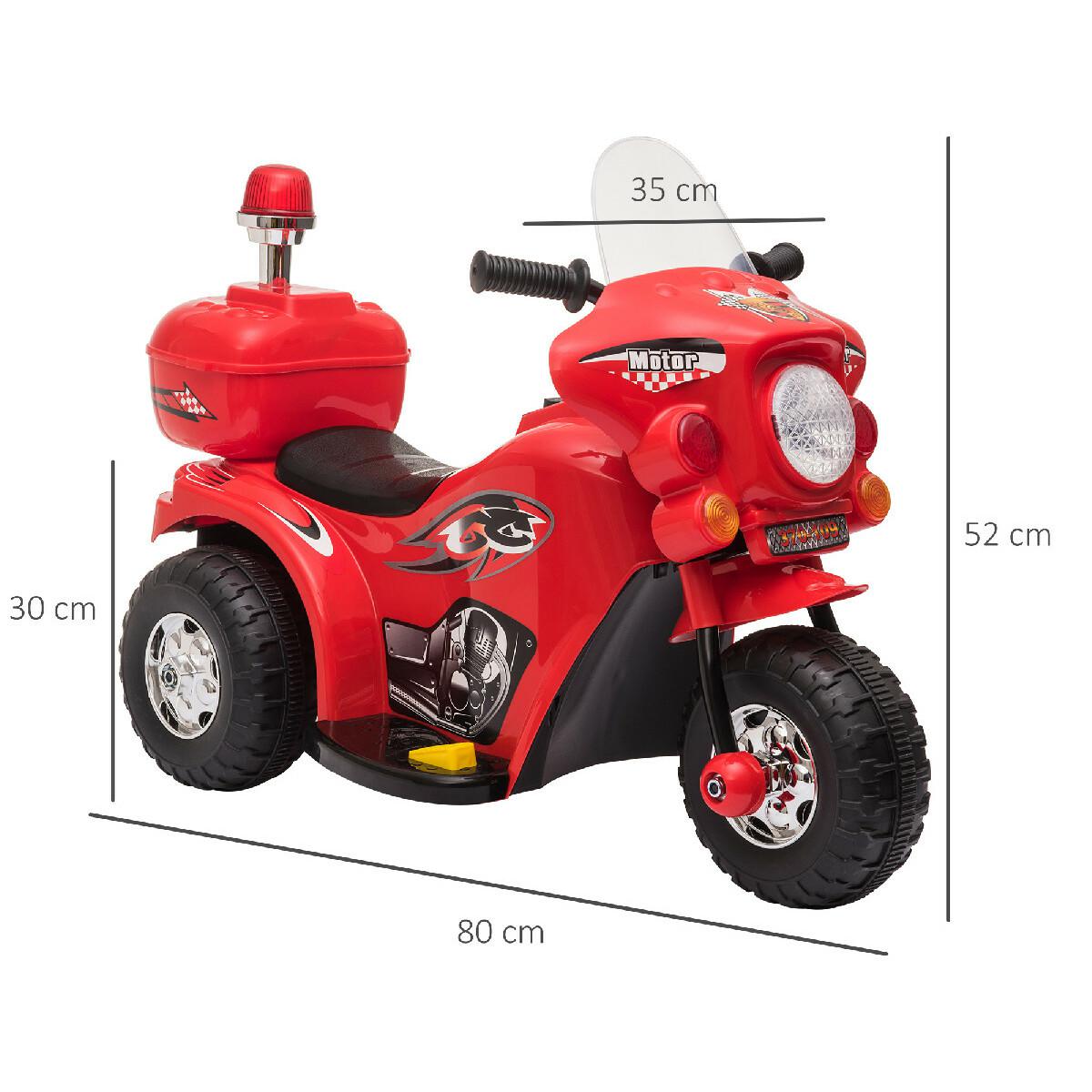 Moto scooter électrique pour enfants modèle policier 6 V 3 Km/h fonctions lumineuses et sonores top case rouge