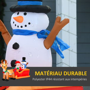 Traîneau Père Noël gonflable LED avec renne bonhomme de neige - matériel fixation et souffleur inclus