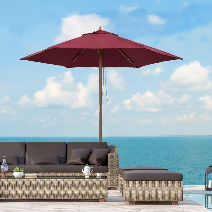 Sombrilla Parasol de Patio Terraza Jardin Ø2,5x2,25m Vino