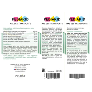 PEDIAKID - Mal des Transports - Complément alimentaire aux extraits de plantes & fibres - Aide à lutter contre les nausées et vomissements - Format sticks prêts à boire - Lot de 3