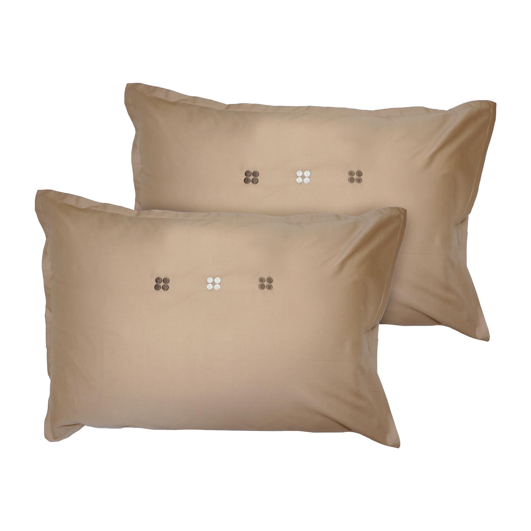 Set de 2 taies d’oreiller brodées en percale de coton BIO, DRAGEES DELICES