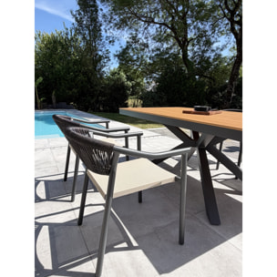 LAMU - Ensemble repas de jardin 4 places en alu - Gris anthracite